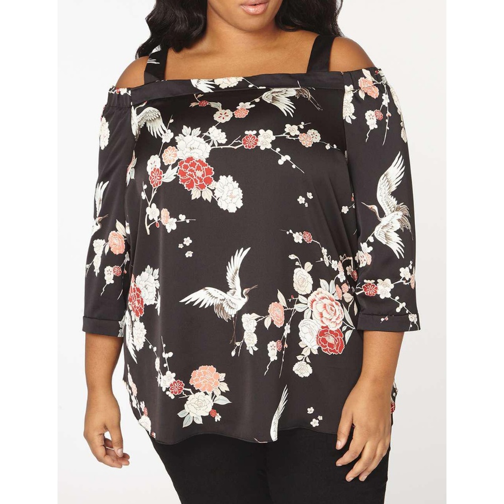 DP Curve spring summer PRINT tab Top blouse sz 16